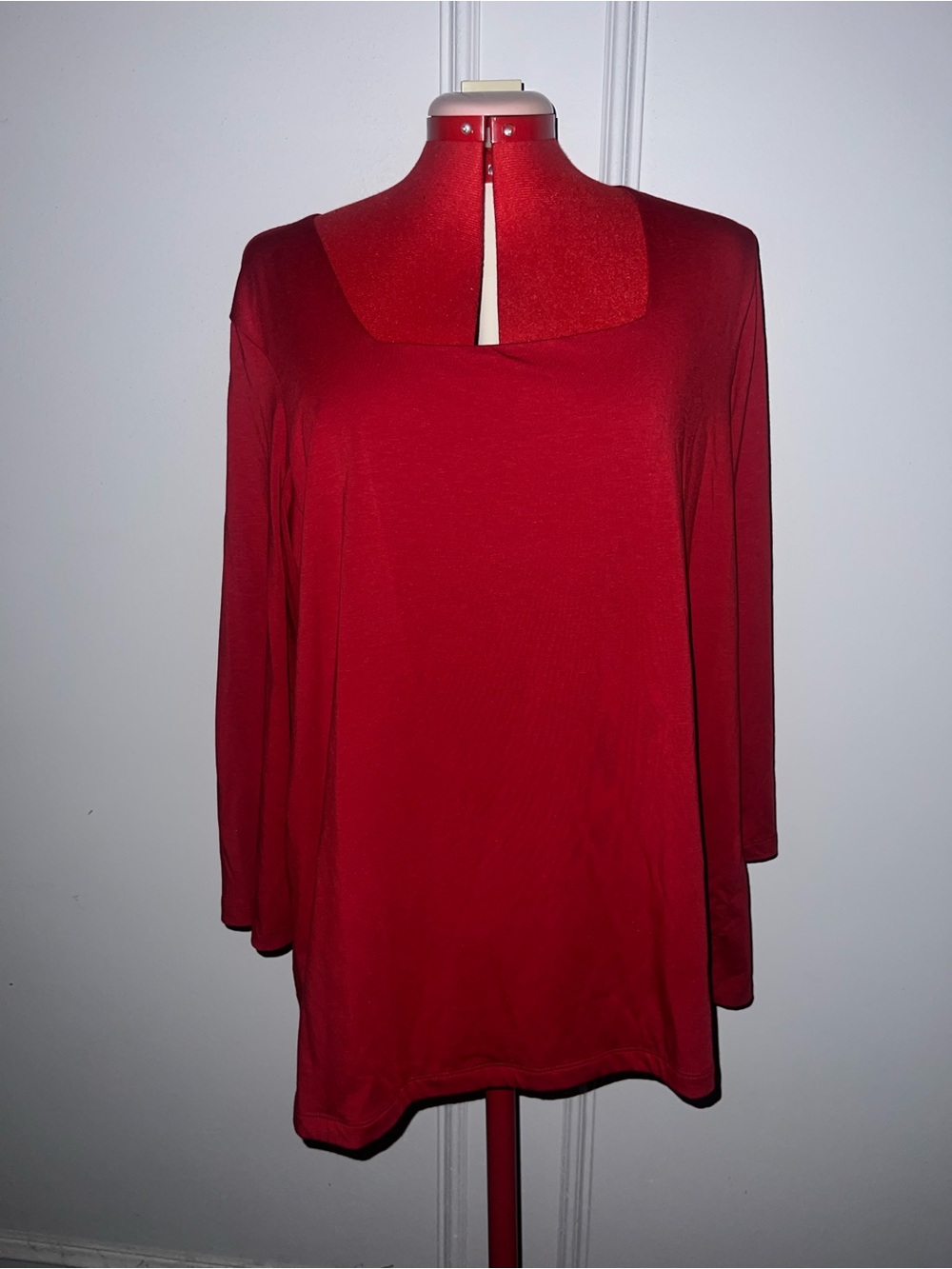New Chico’s Women’s Red Long-Sleeve Square Neck knit Top size 20 (4)
